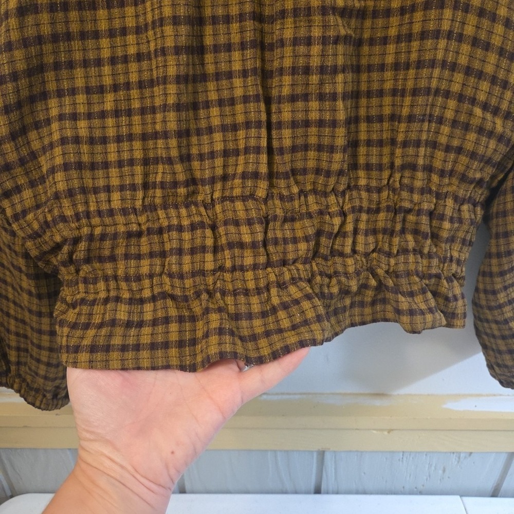 Madewell Gingham Squareneck Puff Sleeve Top Size 6 MC765 - Picture 5 of 12